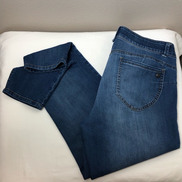 Democracy Stretchy Ab Technology Mid Rise Waistband Slimming Panel Blue Jeans 12 - Picture 16 of 16